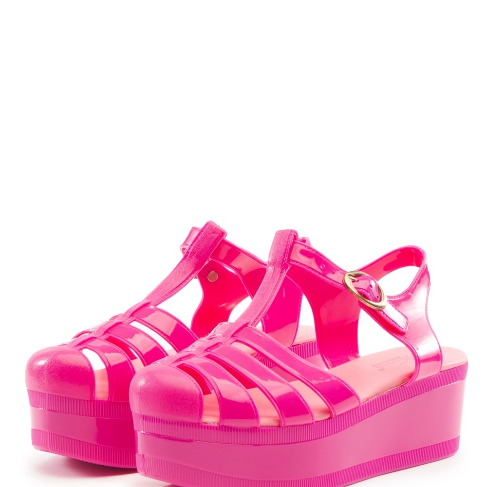 Wanted Pink Platform Jelly Sandals